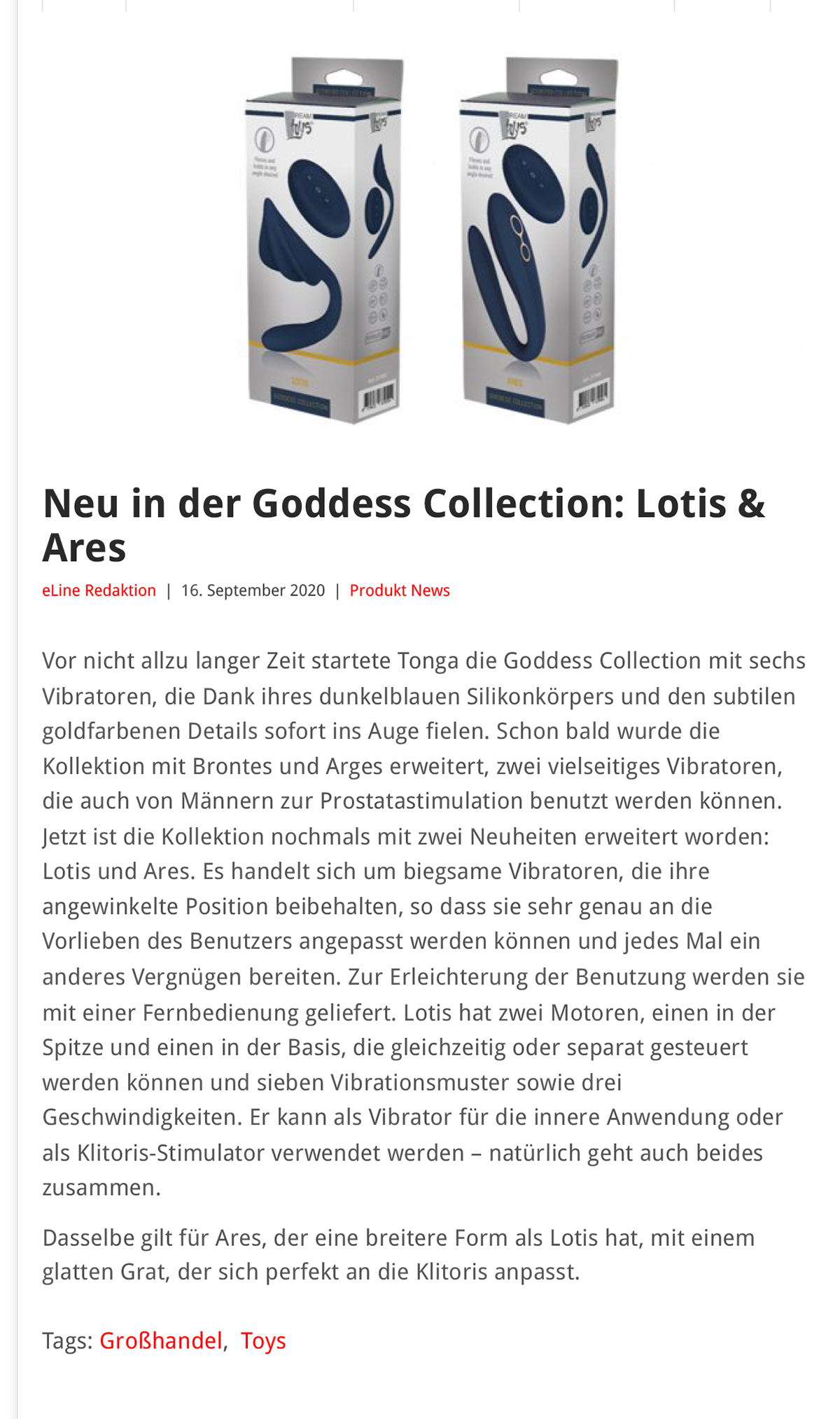 2020-09 eLine Online - Dream Toys Goddess Collection